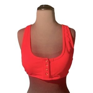 Orange Ribbed Bikini Top